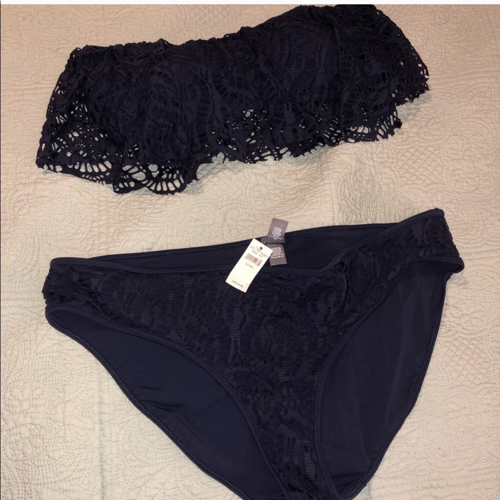 Navy Lace Bathing Suit